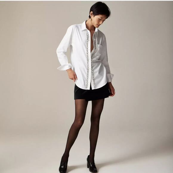 Embellished Garçon shirt with tulle in cotton poplin Size 10 CF452 - Picture 2 of 6